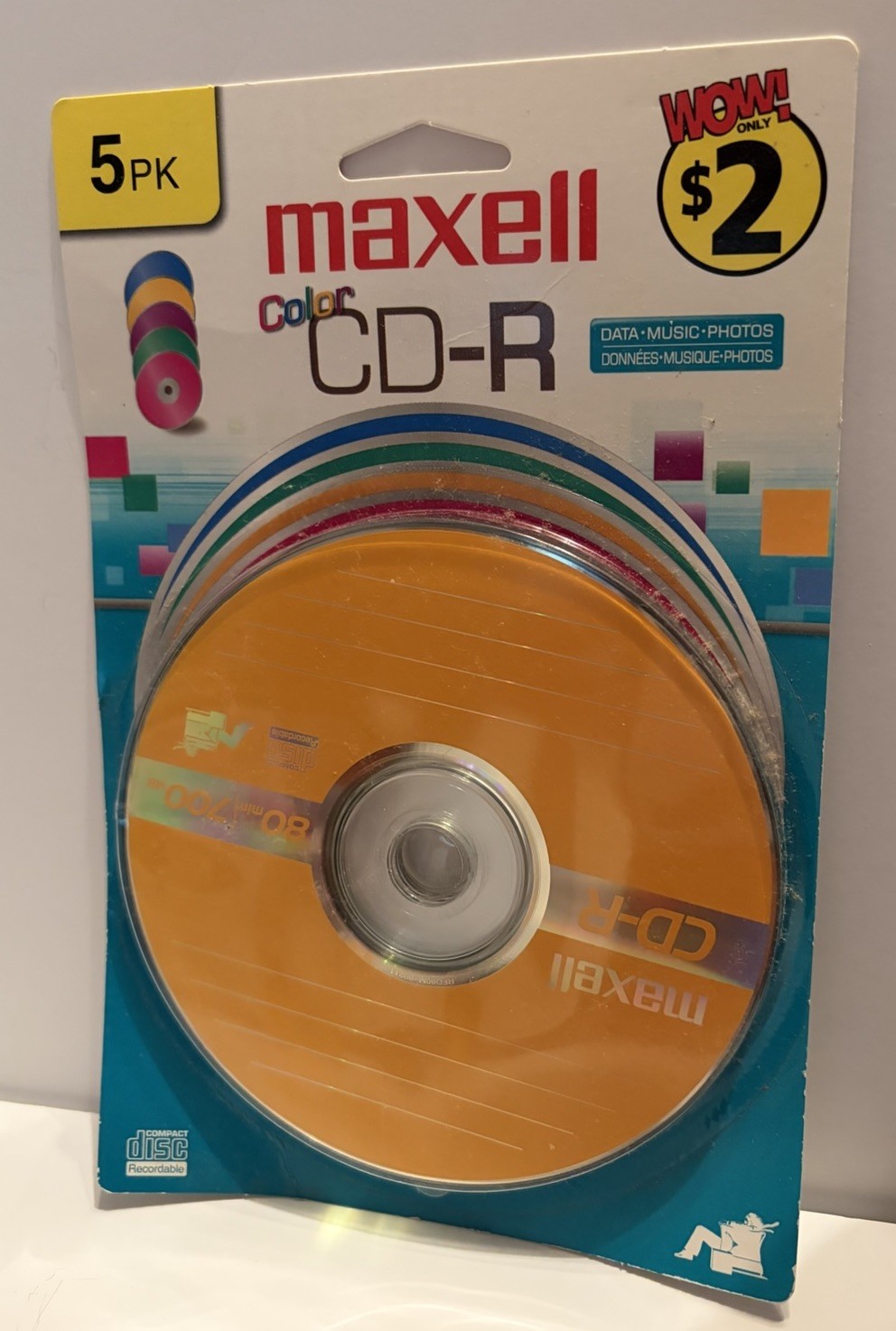 Maxwell 5 Pack Color CD-R 700MB 80 Minute Data Music Photos Sealed