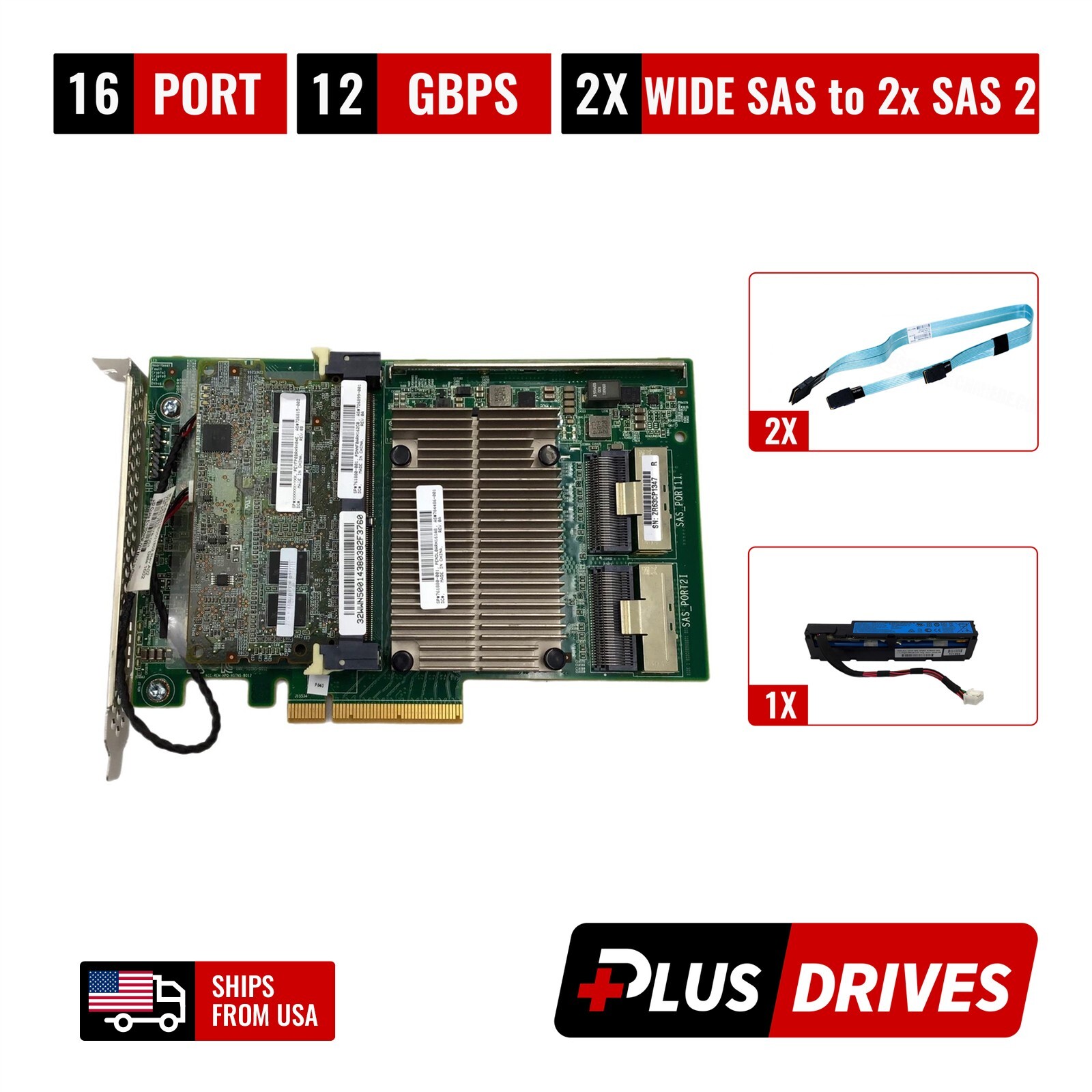 12 Gb/s SAS 3 RAID controller PCIe3 x8 w/ Cache 4GB module Cables & BBU