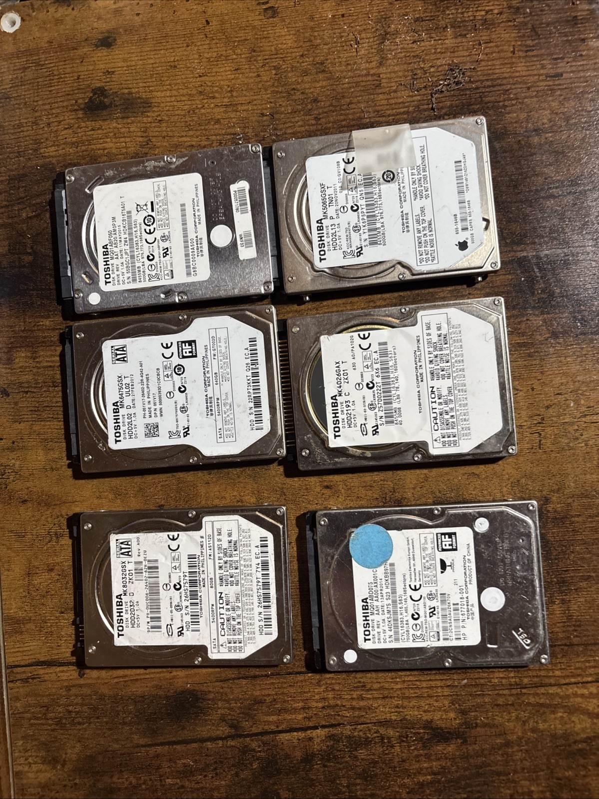 Toshiba 2.5 Hdd Sata 6pc Lot  500 Gb 640gb 