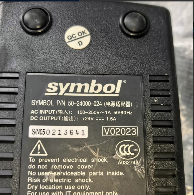 Symbol 50-24000-024 2pin 24V 1.5A  Universal Power Adapter