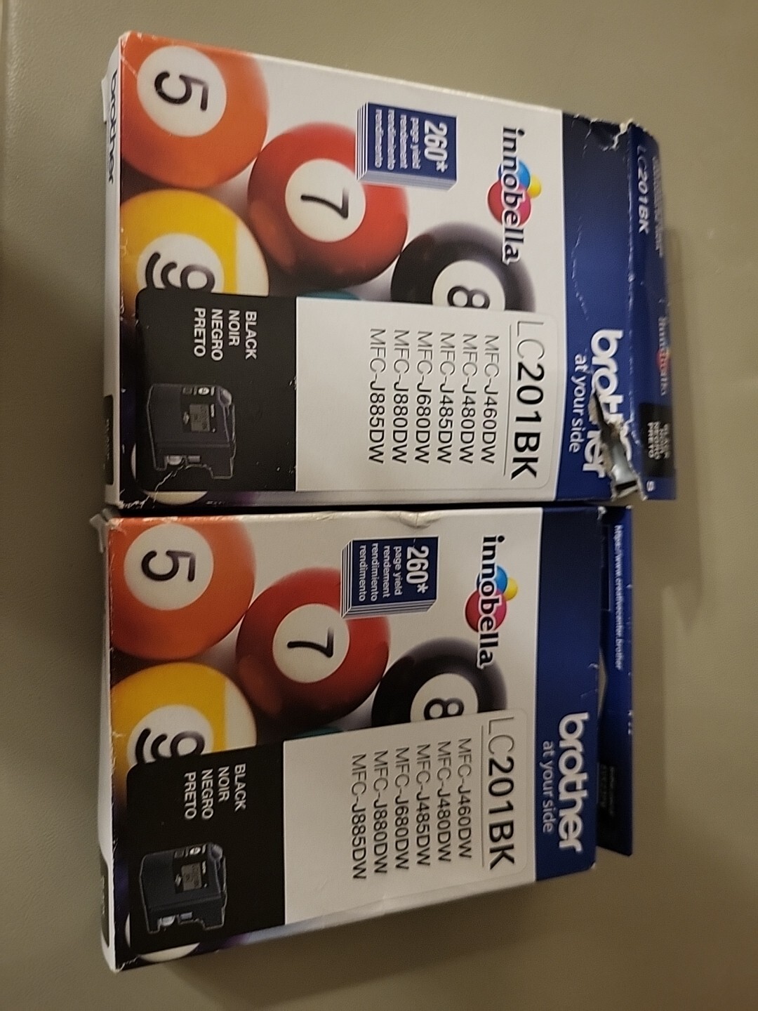 Lot of 2 Brother LC201BK Black Ink Cartridge EXP 2015 New in Box