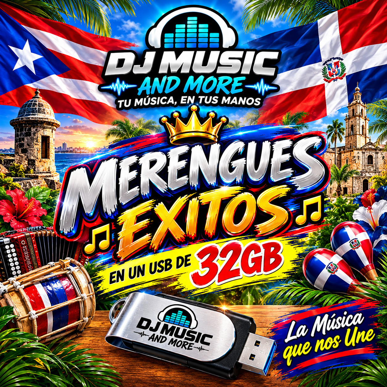 Merengues EXITOS Y CLASICO PARA DJ's FIESTAS Y MAS 32GB DE MEMORIA
