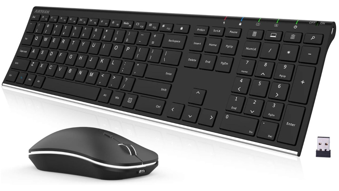 Combo Teclado y Ratón Inalámbricos Recargables Ultrafinos de Acero Inoxidable