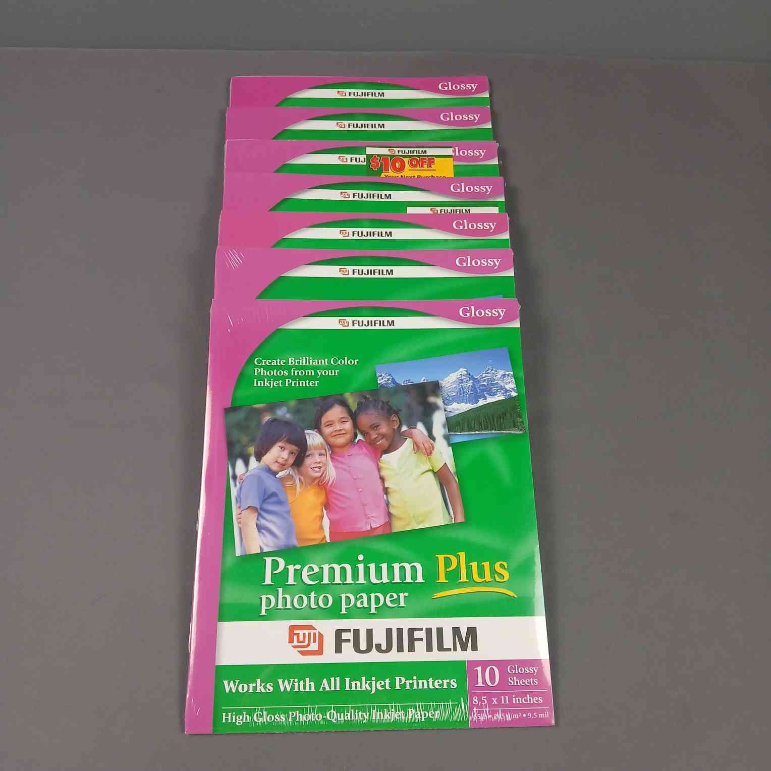 Fujifilm Premium Plus Photo Paper 10 Glossy Sheets Pack 8.5 x 11 Lot Of 7 (READ)
