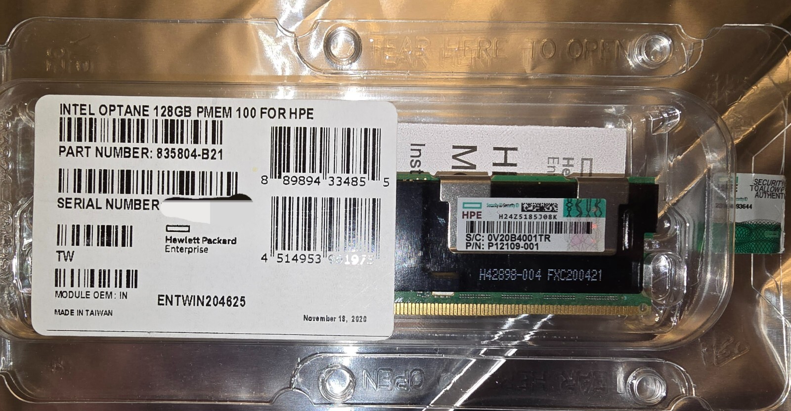 HPE Intel Optane 128GB Persistent Memory 100 Series (Brand New Sealed)