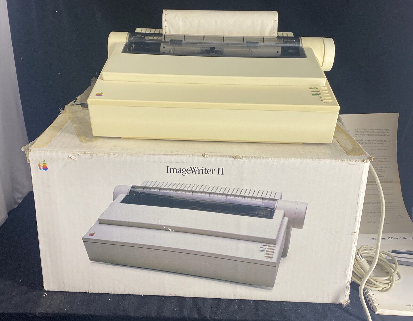 Apple ImageWriter II Printer With Box And Manual Powers On Untested.