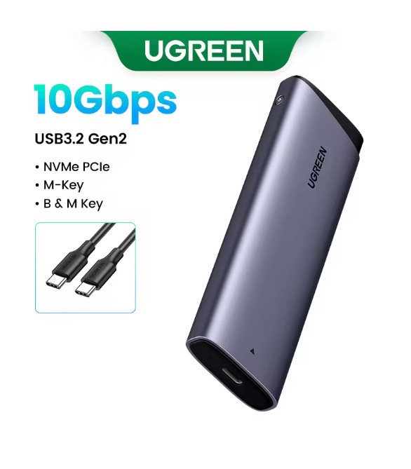  UGREEN M2 SSD Case M.2 NVMe SATA SSD Enclosure Adapter 20Gbps USB 3.2 