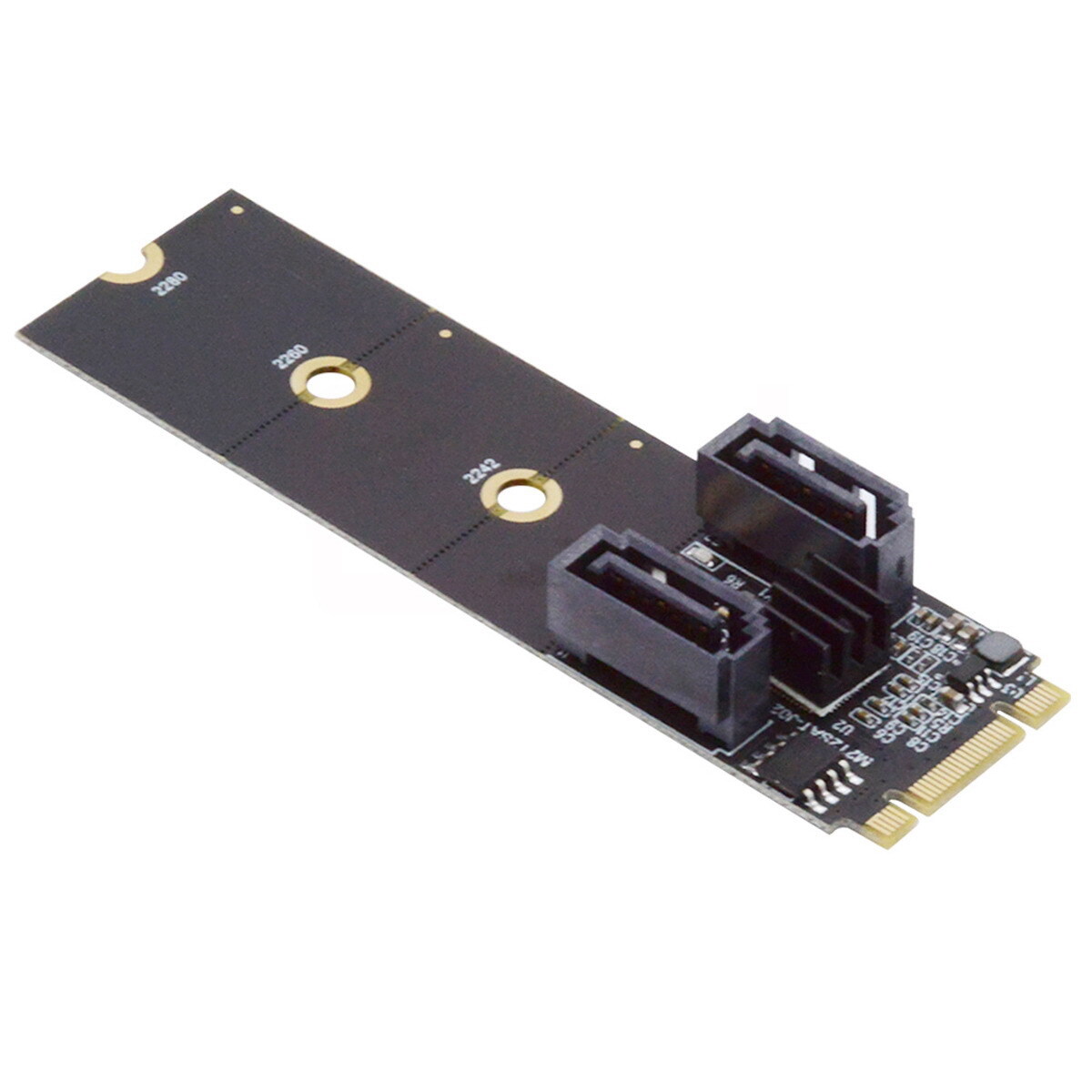 Cablecy  NGFF Key B+M PCI Express to SATA 3.0 6Gbps Dual Ports Vertical Adapter