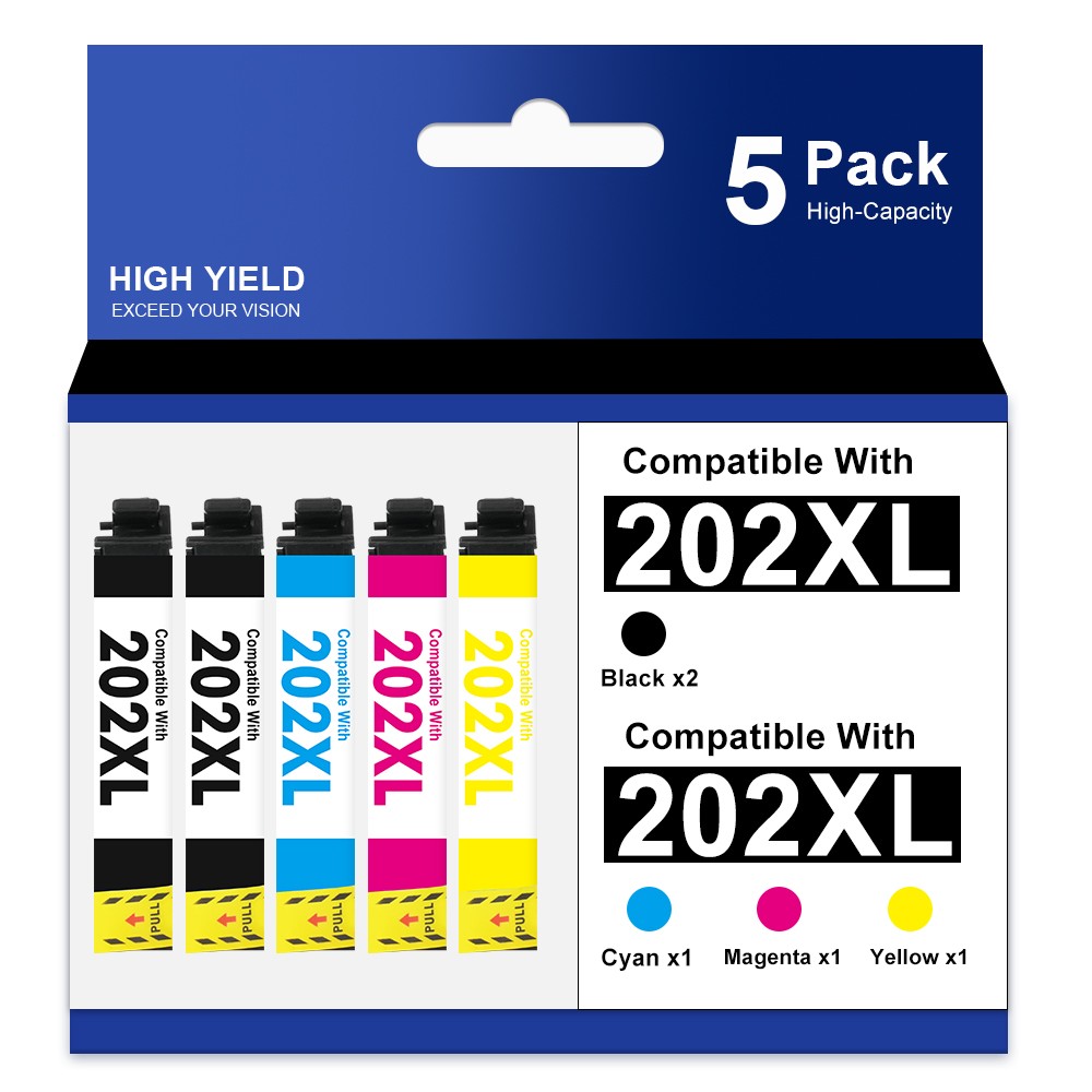 5 PK 202XL Ink Cartridge for Epson WorkForce WF-2860 XP-5100 printer T202XL Ink