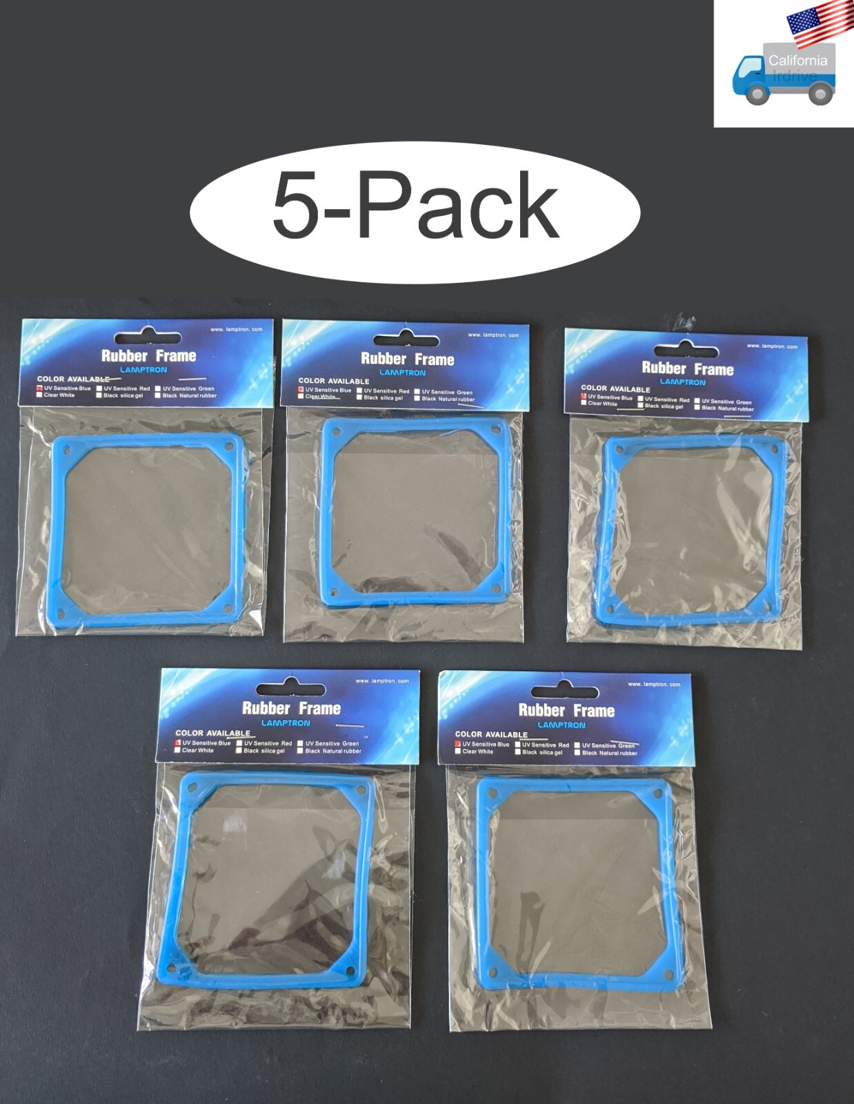 5-pack: NEW Lamptron Blue UV Sensitive Noise & Anti Vibration Pad for 80mm Fans