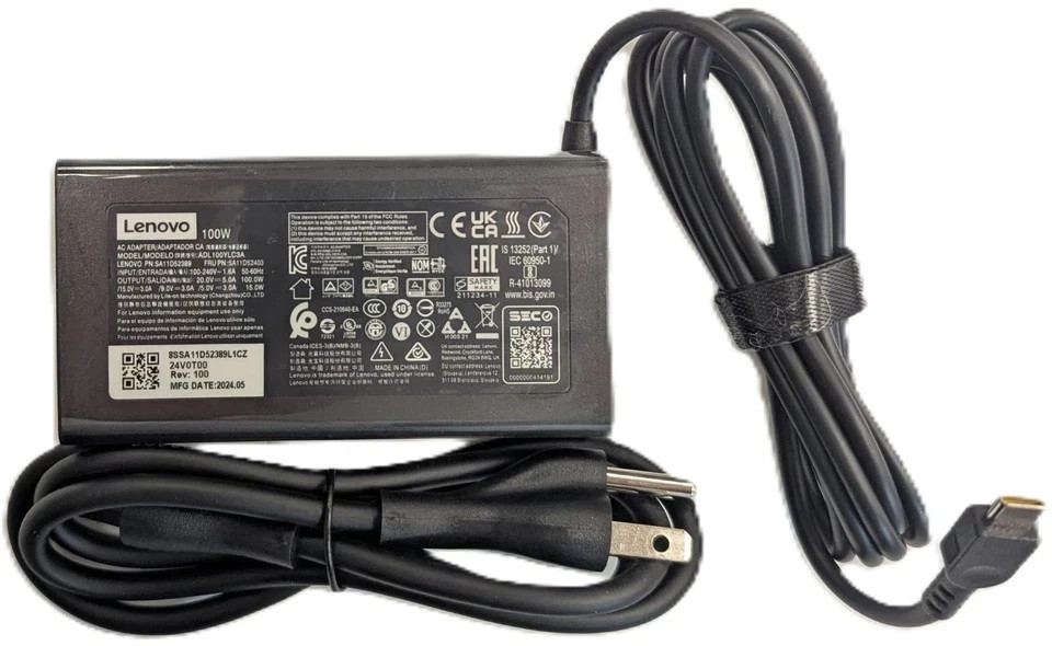 Genuine 100W USB-C Type-C AC Power Supply Adapter Charger For Lenovo ADL100YLC3A