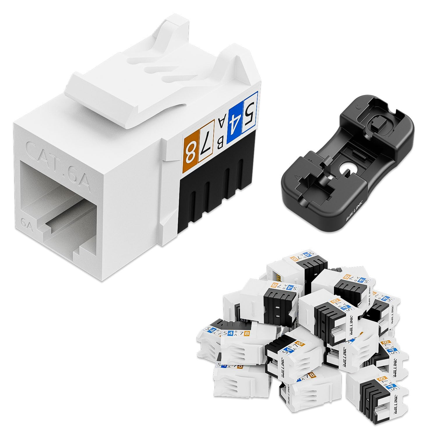 10Gbps Cat6A Keystone Jack, 25-Pack, White