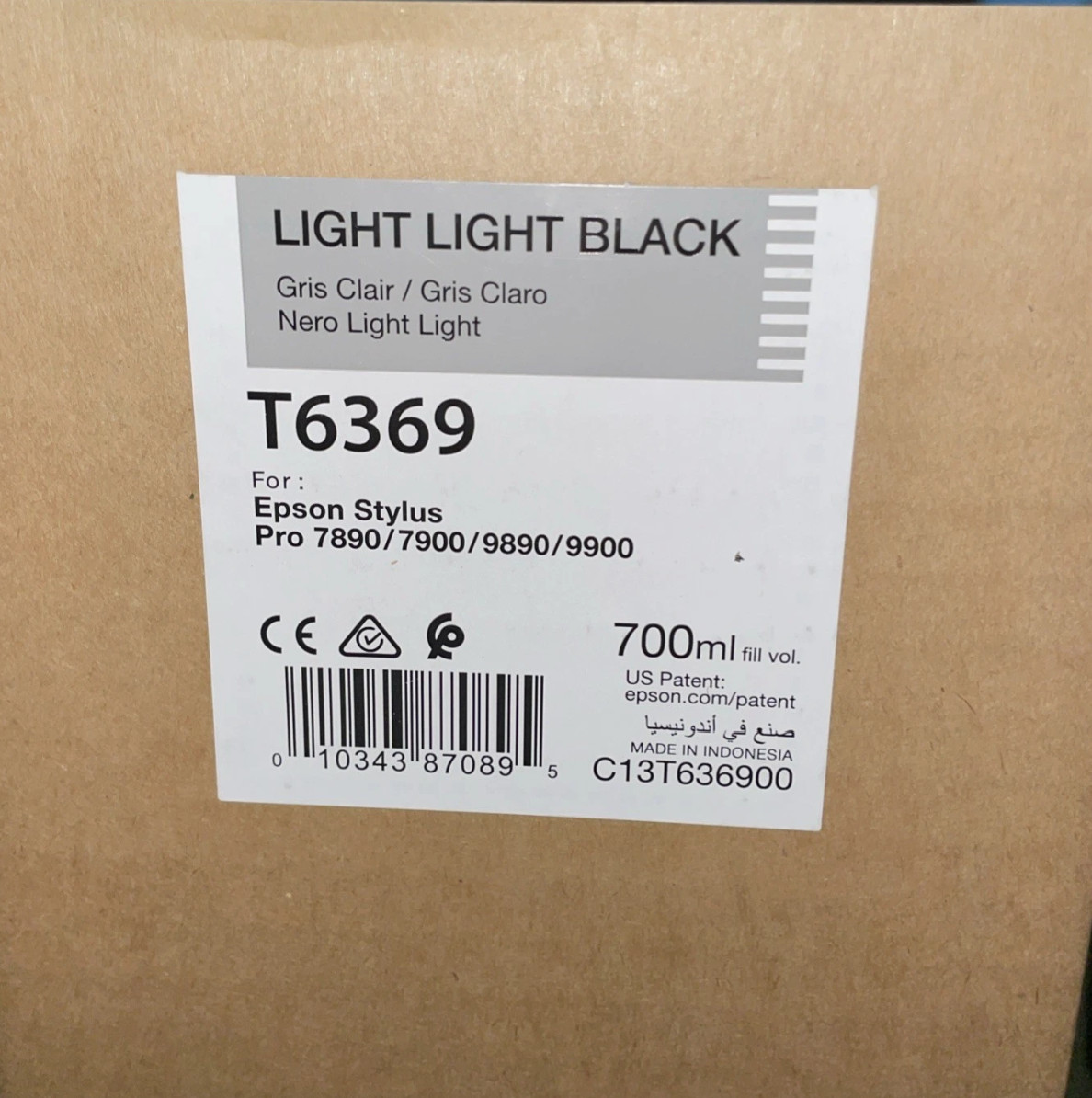 Genuine EPSON T6369 Light light Black Stylus Ink  12/22