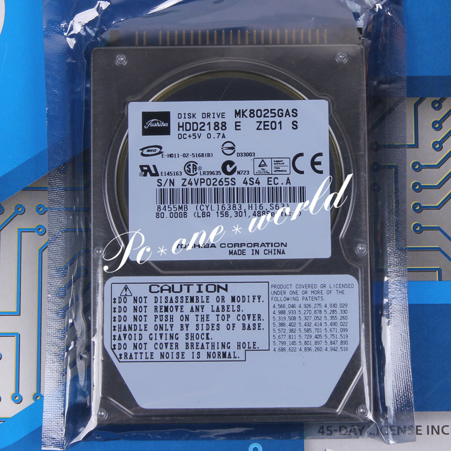100% OK For TOSHIBA MK8025GAS 80 GB 2.5" 4200 RPM 8 MB PATA Hard Disk Drive HDD