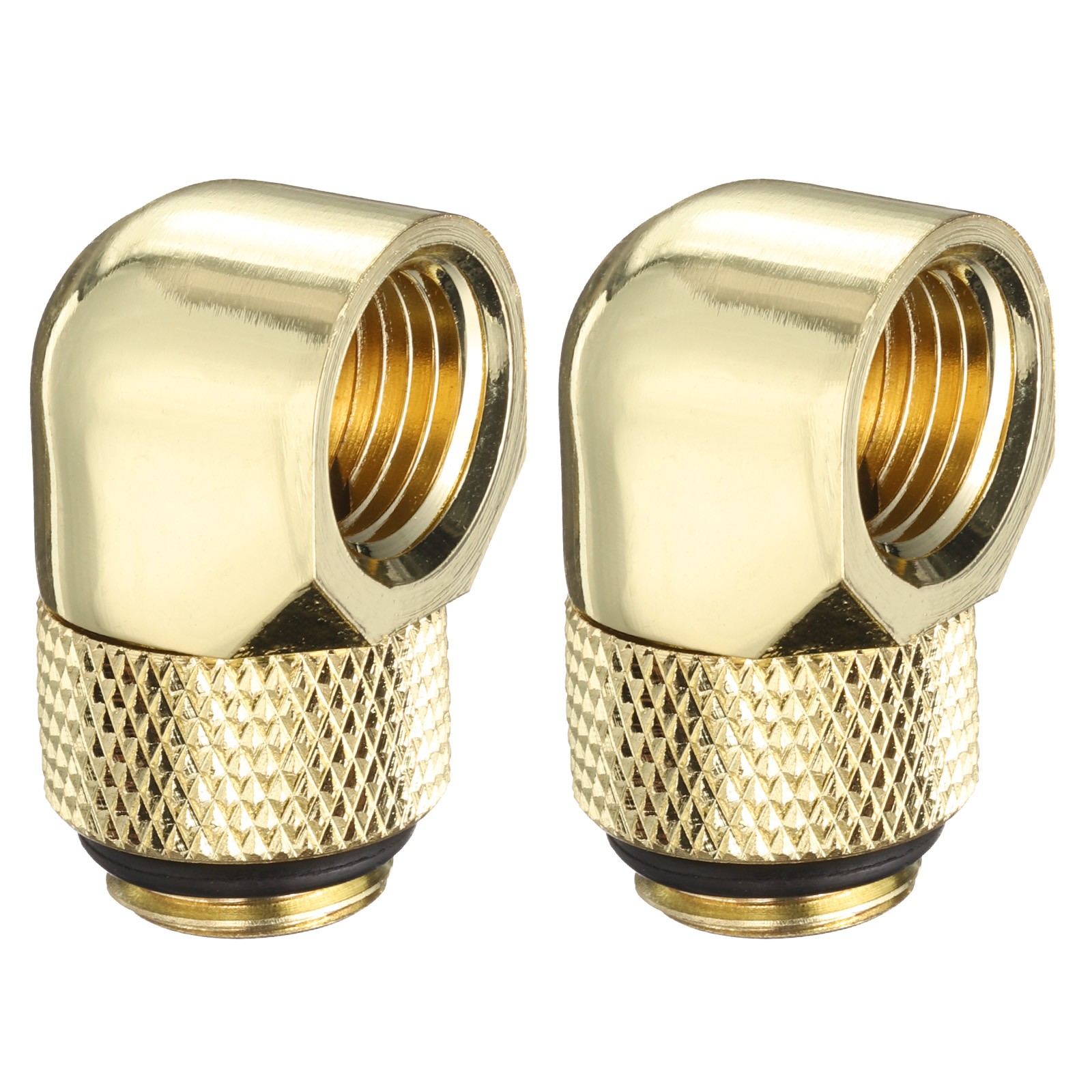 2pcs 90° Elbow G1/4" Thread Male to Female Extender Connector Fitting, Gold