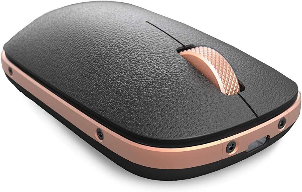 Black And Gold Leather Wireless Mouse Ergonomic Usb Bluetooth Rechargeable