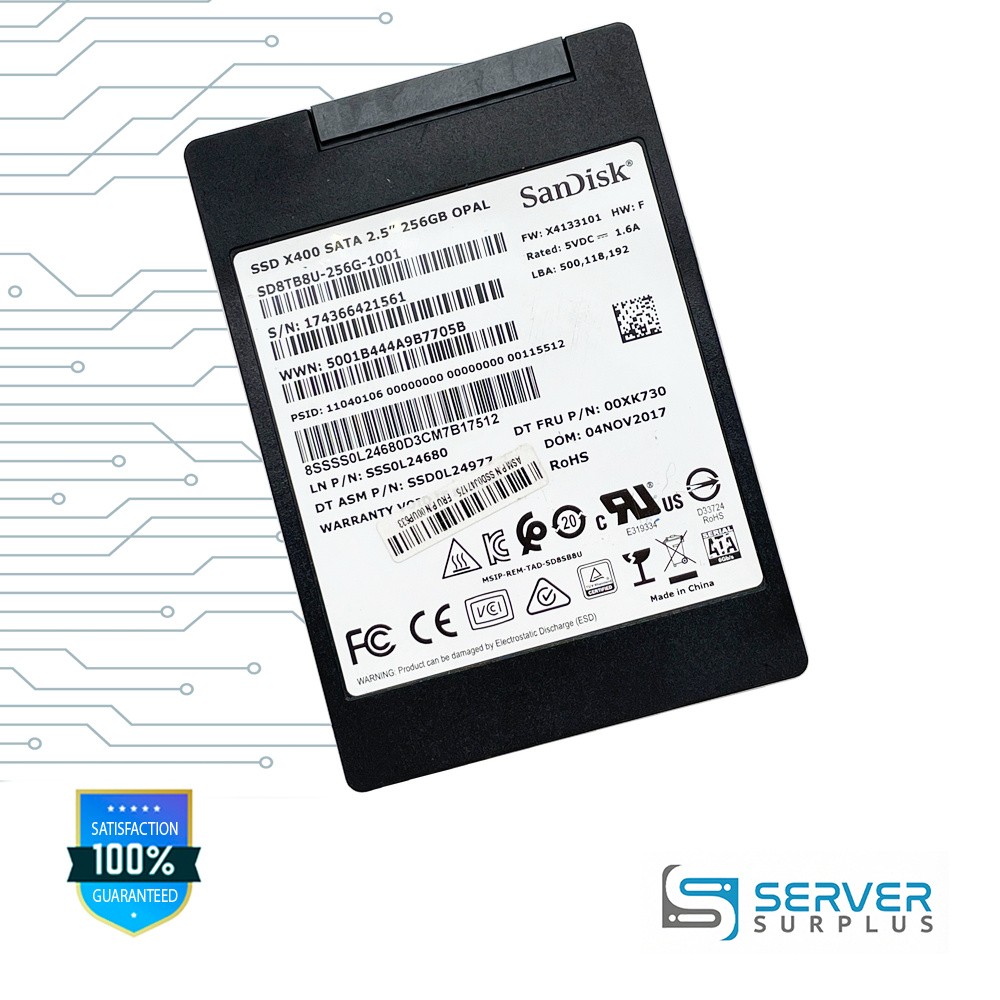 Lenovo X400 256GB SATA 6Gb/s 2.5-Inch Enterprise SSD | 00XK730 | SD8TB8U-256G-10