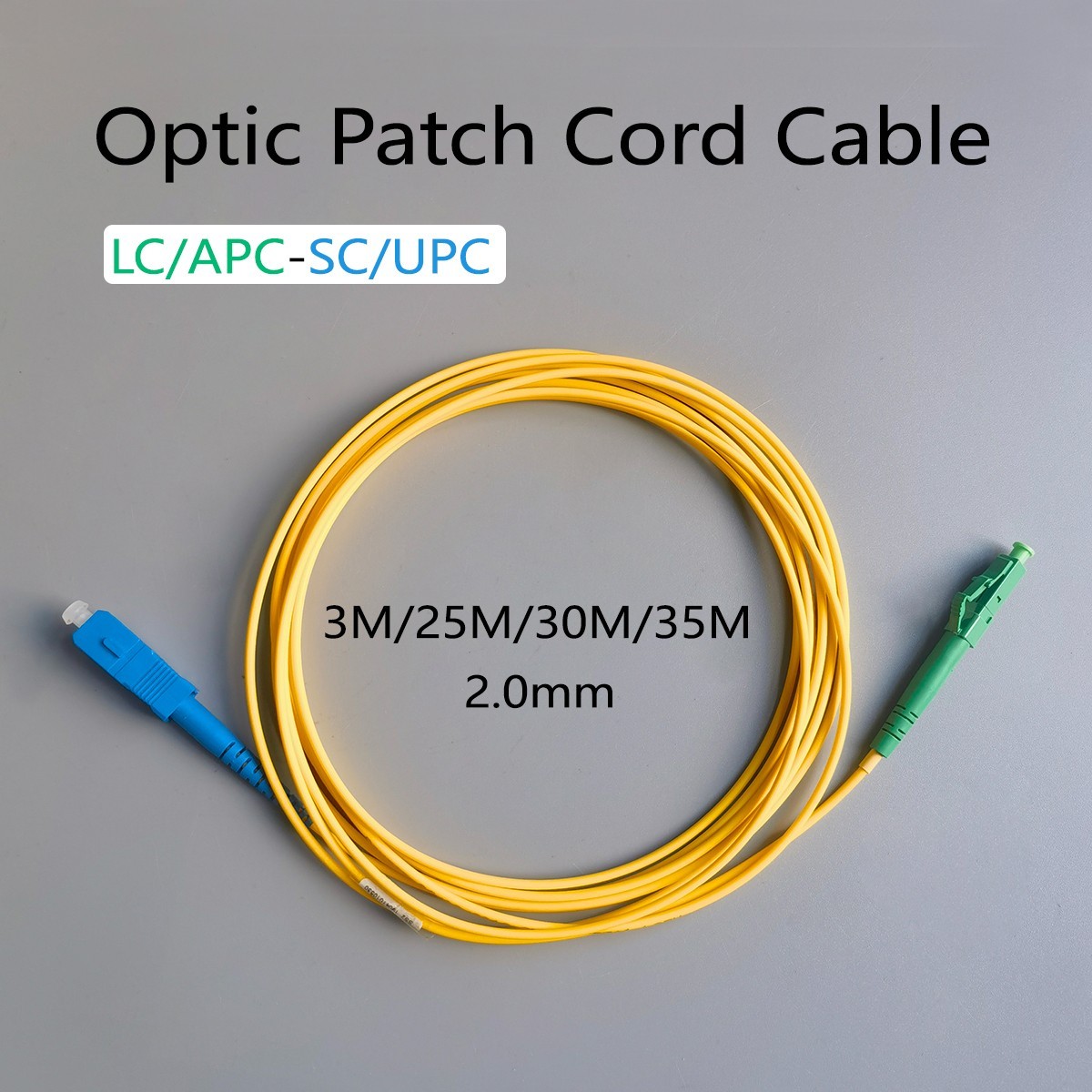 Fiber Patch Cord LC/APC-SC/UPC 3M/25M/30M/35M 2.0mm FTTH G657A1 Simplex Mode