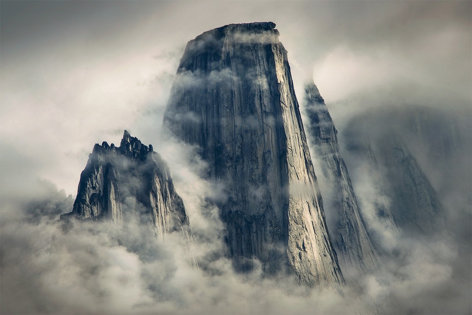 Landscape mountains mist cliff max rive Custom Gaming Mat Desk