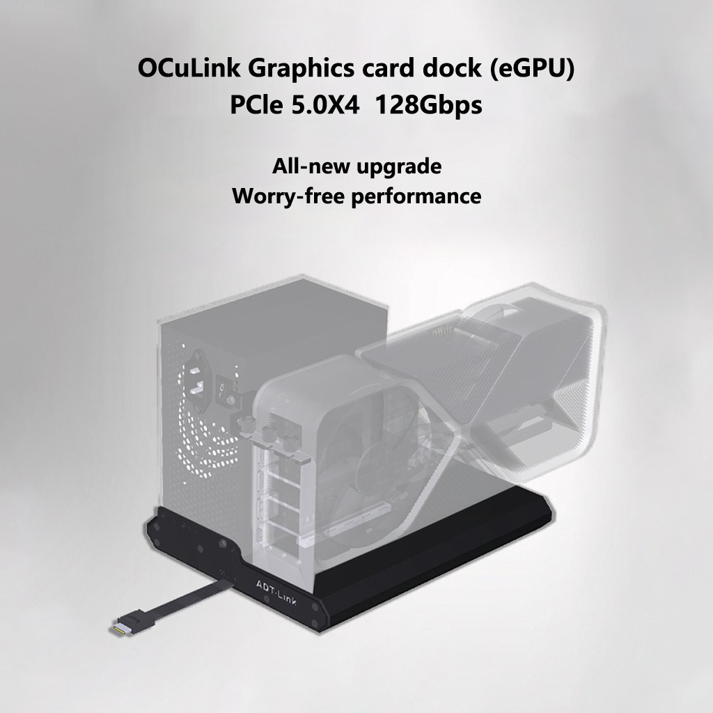 ADT-Link K993H-BK10 OCuLink eGPU Dock PCIe 5.0 128Gbps Open Aluminum Frame
