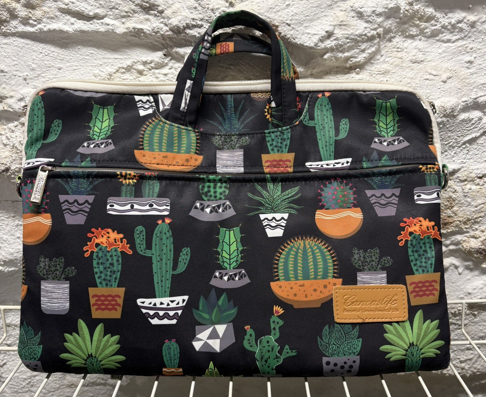 Canvaslife Succulents Cactus  Pattern Laptop Shoulder Messenger Bag Case Sleeve