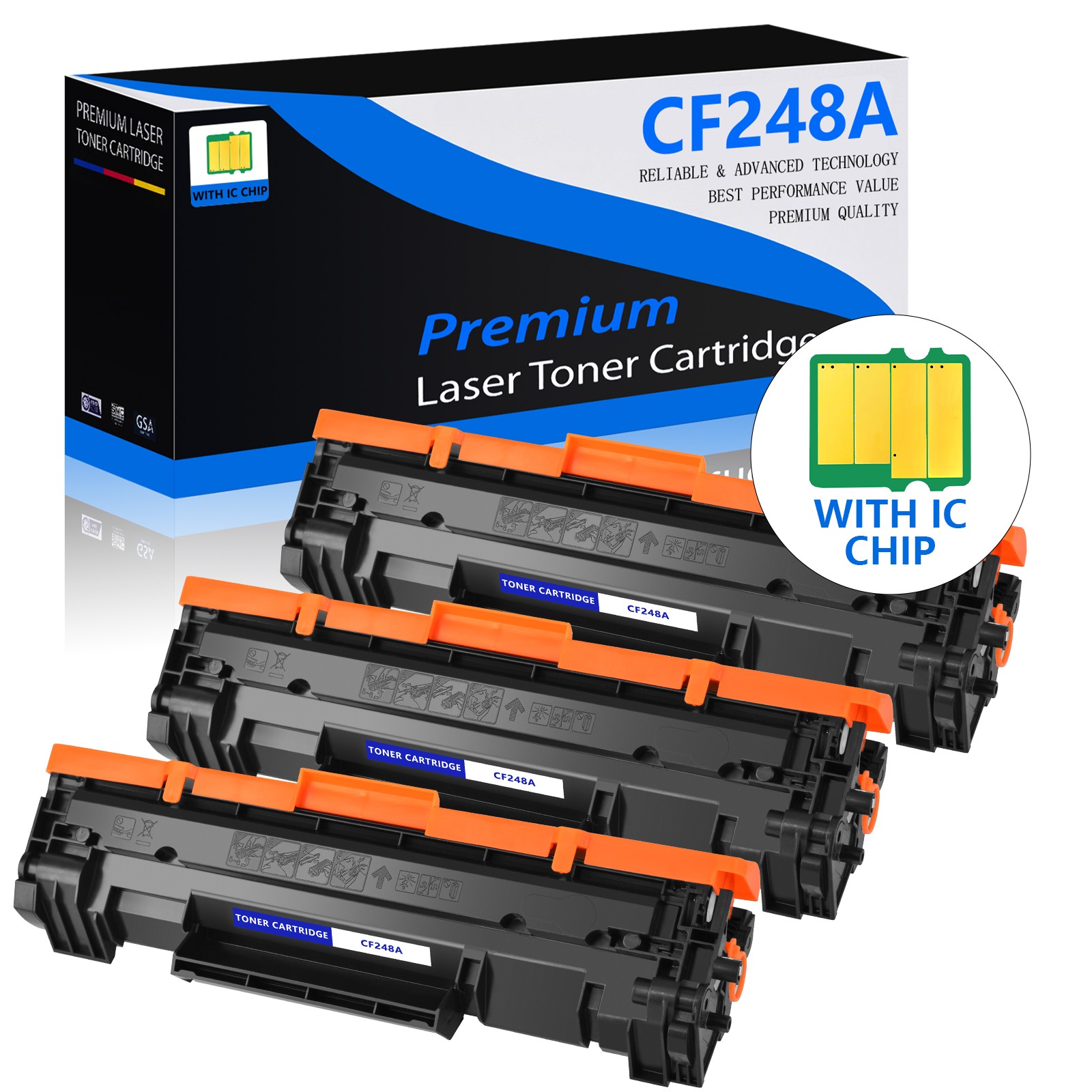 3PK CF248A 48A Toner Cartridge For HP LaserJet Pro M15a M15w M16a M16w MFP M29w