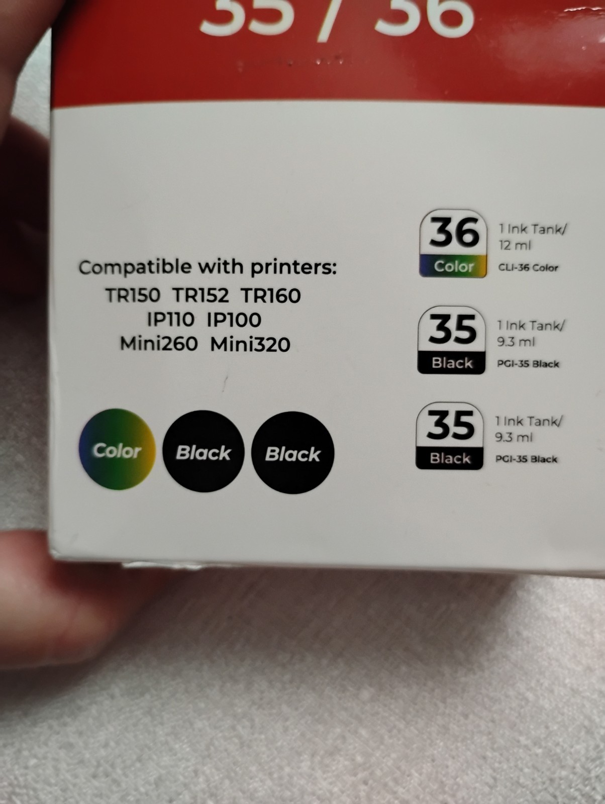 Generic Ink Cartridges (3) 35/36 Black & Color Unused