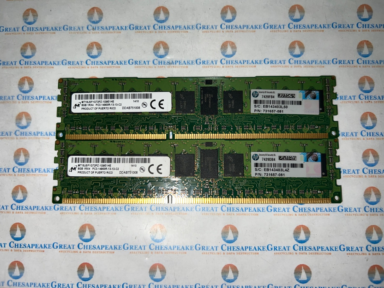 "Lot of 2" Micron MT18JSF1G72PZ-1G9E1 16GB Total (8GBx2) PC3-14900R DDR3 ECC Ram