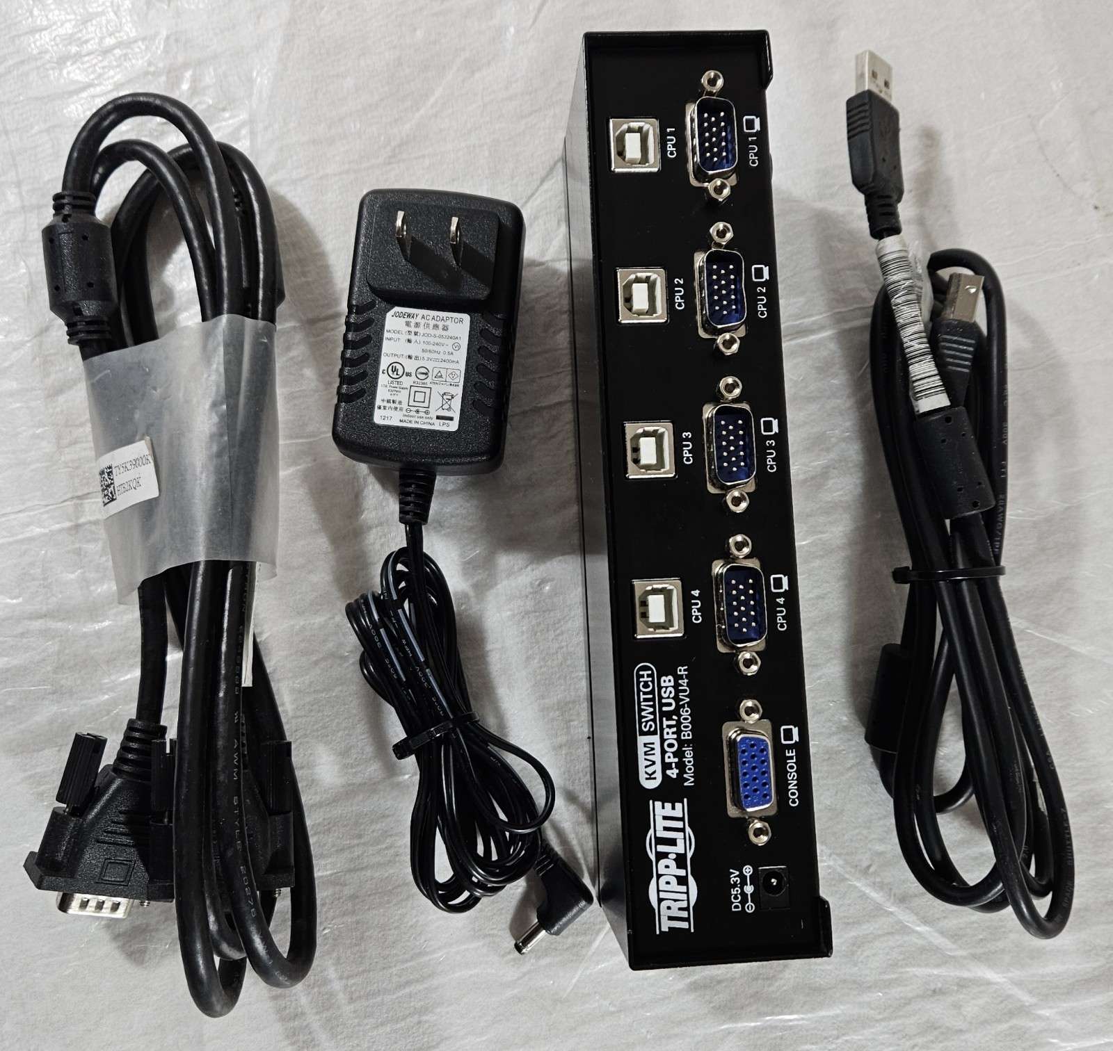 TRIPP-LITE B006-VU4-R 4-Port Desktop VGA/USB KVM Switch w/AC, VGA & USB Cables.