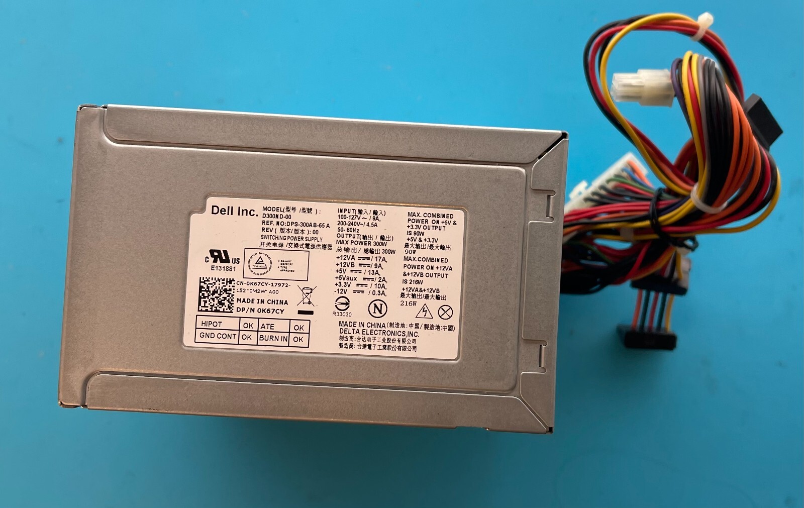 USED OEM Dell Inspiron Desktop 300W Power Supply D300ND-00 0K67CY