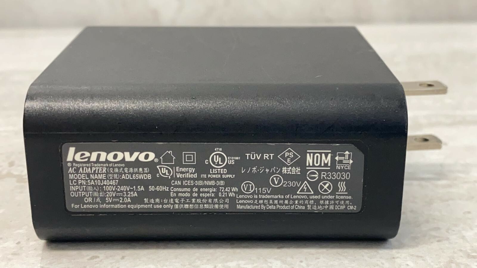 Genuine Lenovo Yoga 3 Pro Charger AC Adapter Power Supply 20V 2A 40W No Cable 
