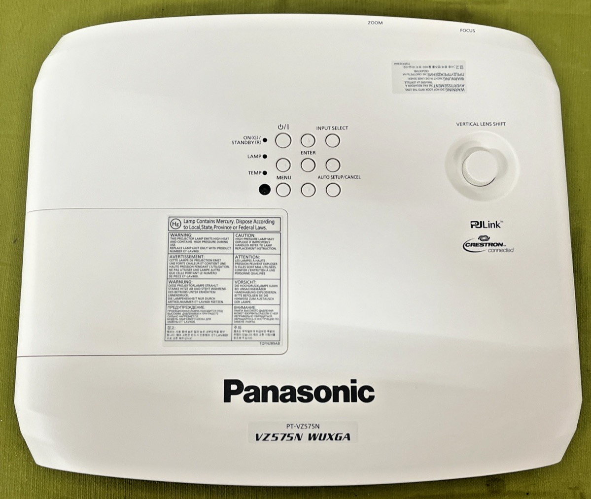Panasonic PT-VZ575N WUXGA LCD Projector Hours 6662 Lamp Hours 83 W/ Remote