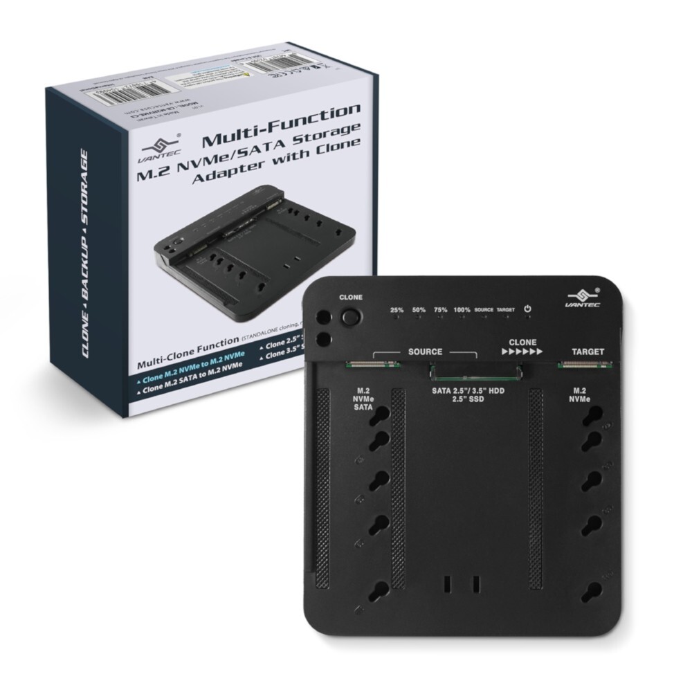 Vantec Multi-Function M.2 NVMe/SATA Storage Adapter with Clone