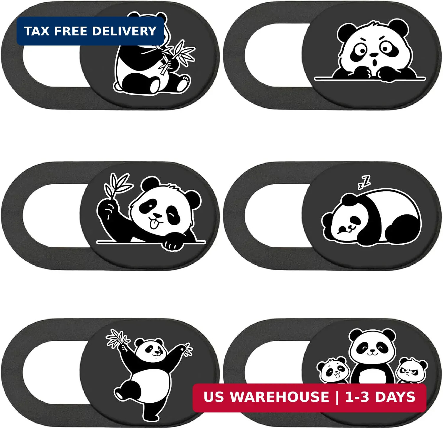 6Pcs 6 Styles Panda Camera Cover Webcam Cover Slide Cute Animal Design Privacy G