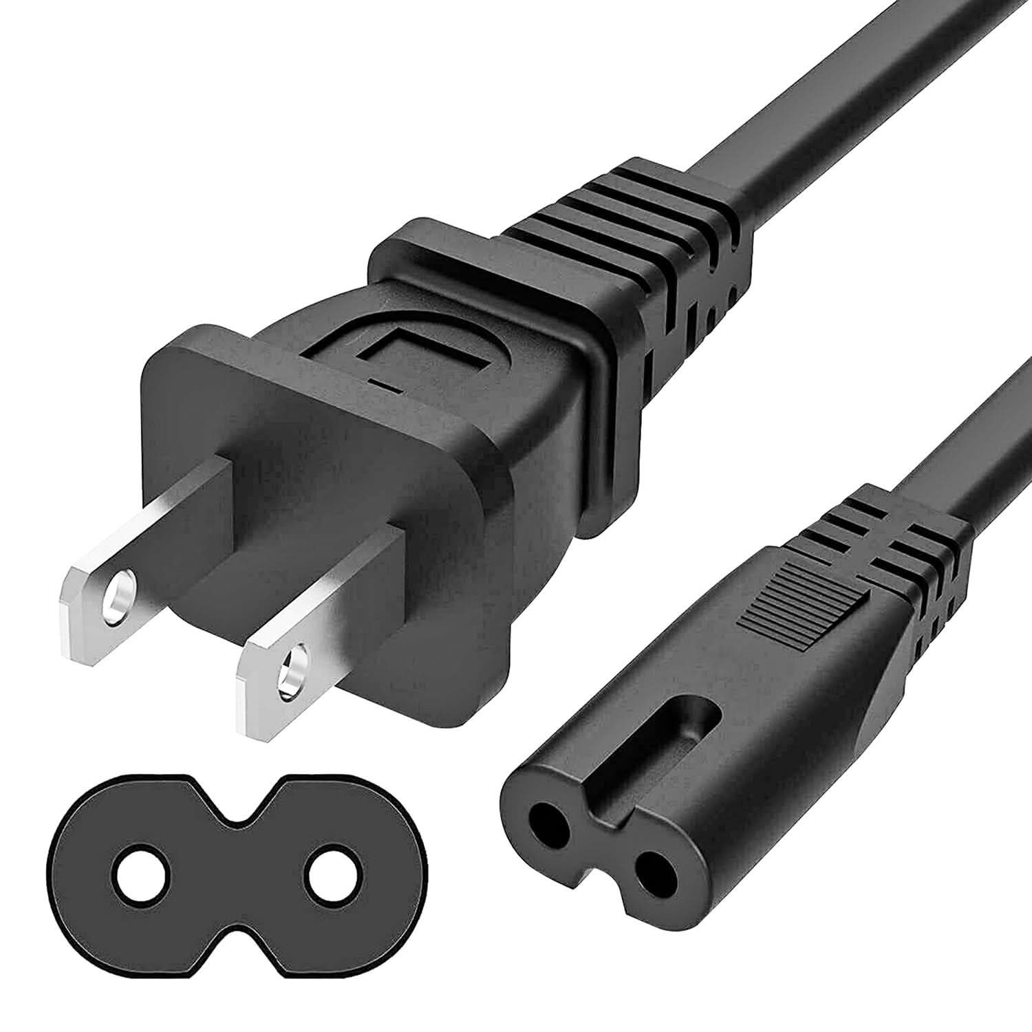 5Core AC Power Extension Cord C7 12Ft 2 Prong Adapter US Male - Female