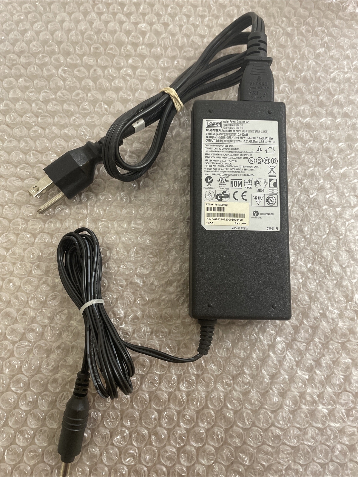 Genuine KODAK DA-60A36 AC Adapter Power Cord For Printer