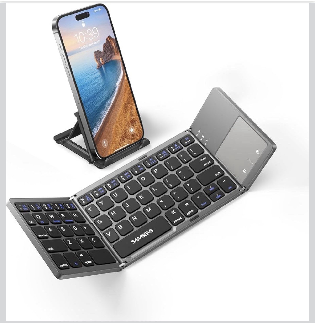 Samsers Foldable Bluetooth Keyboard w/Touchpad for iOS Android PC Black