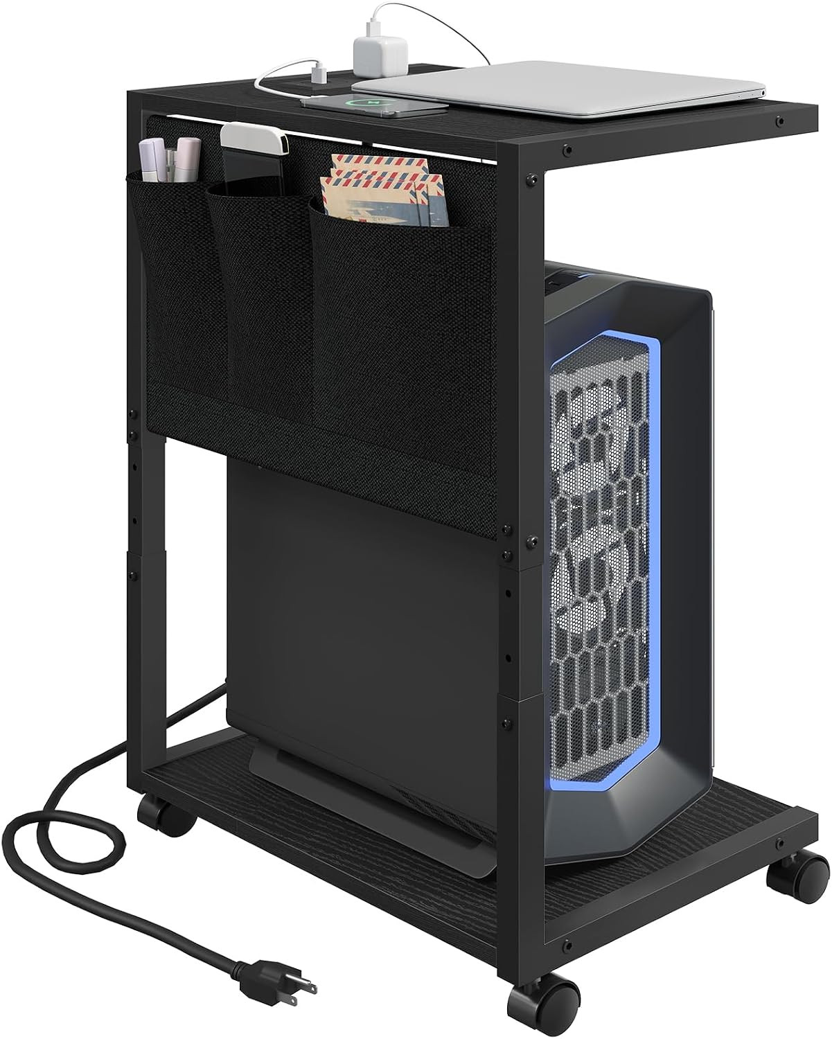 PC Stand, Computer Tower Stand with Charging Station, Height Adjustable PC Tower
