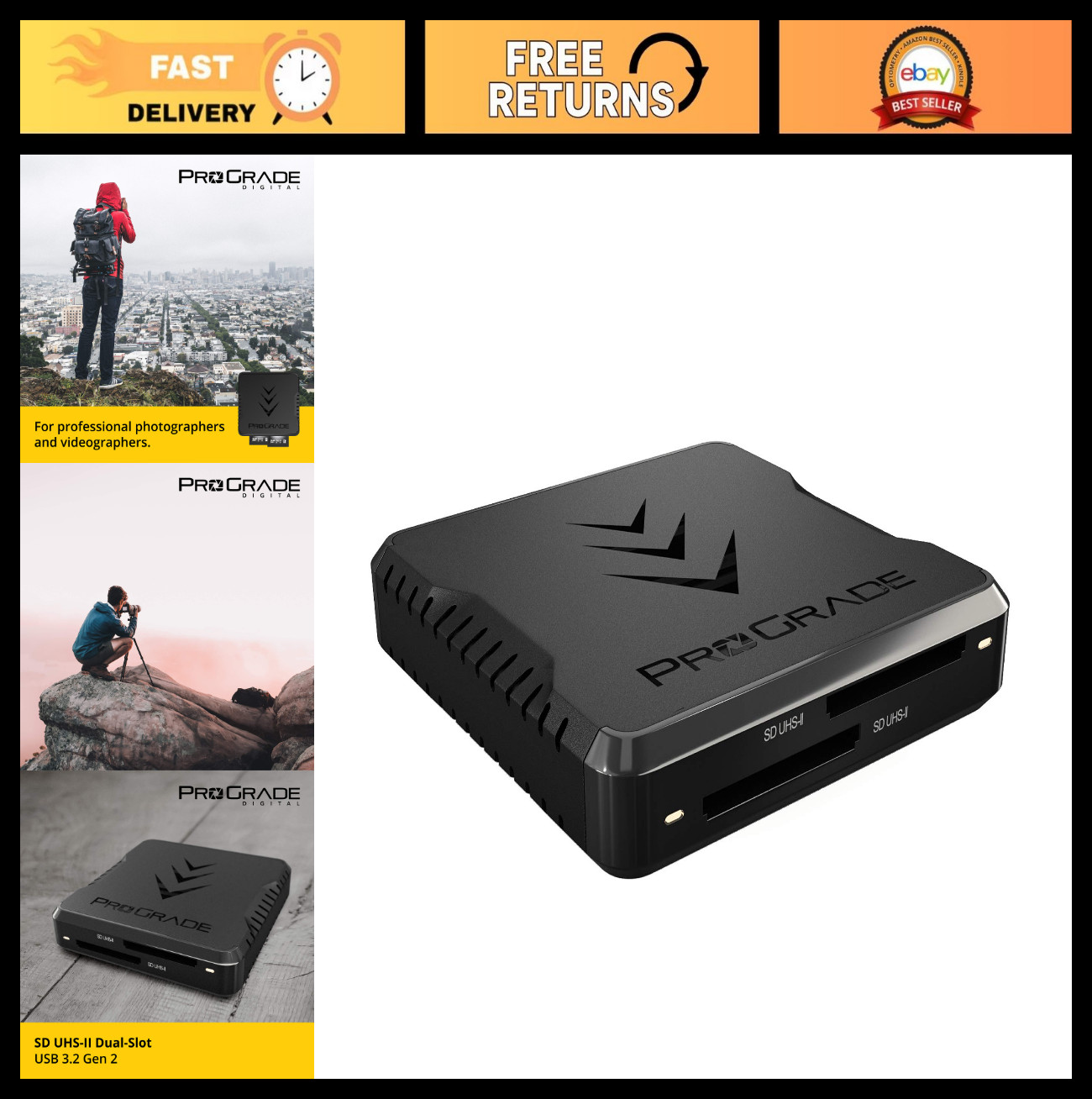 Dual-Slot SD UHS-II Memory Card Reader | USB 3.2 Gen 2 for Filmmakers & Photogra