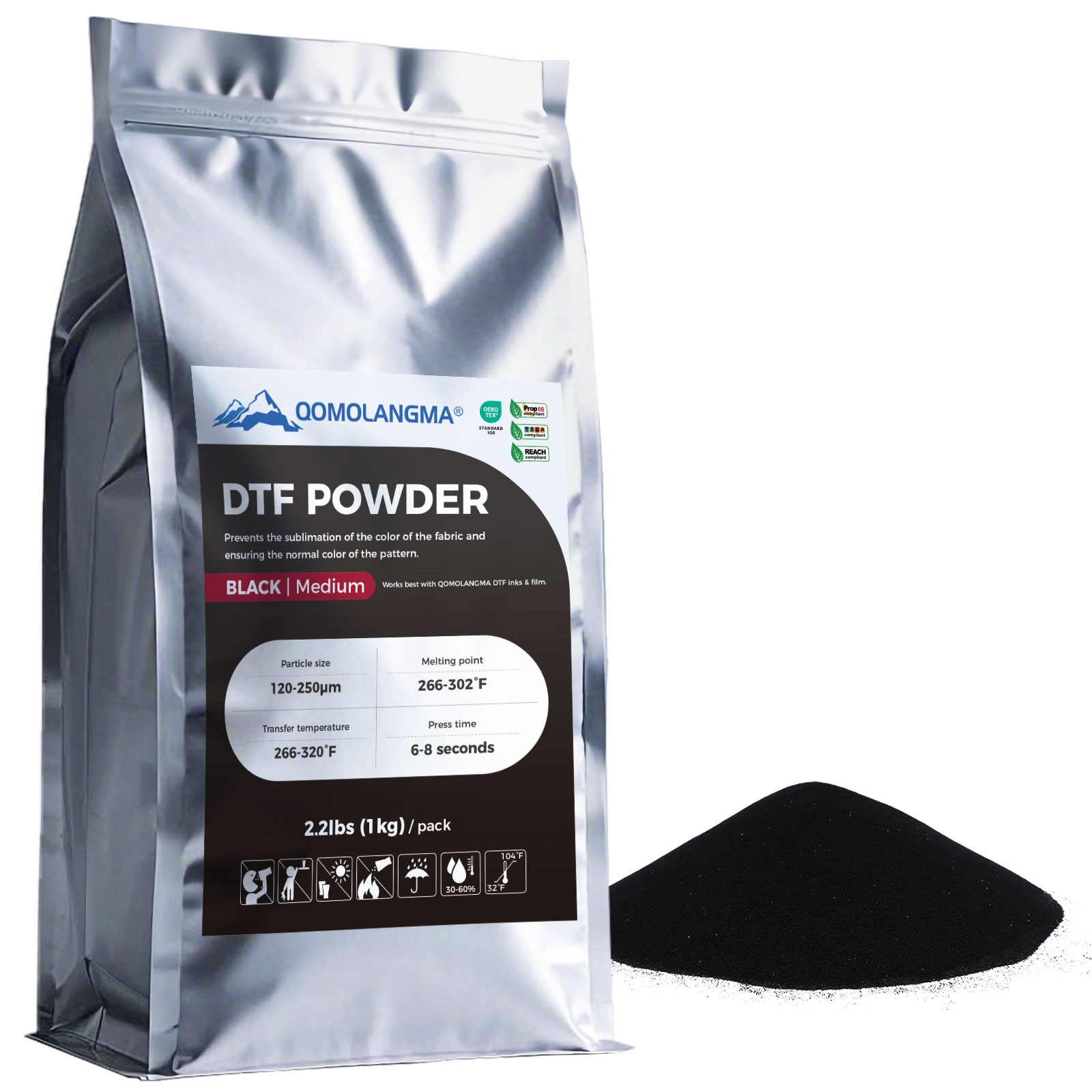Black Anti-sublimation TPU DTF Powder Transfer Hot Melt Adhesive Powder 2.2lbs