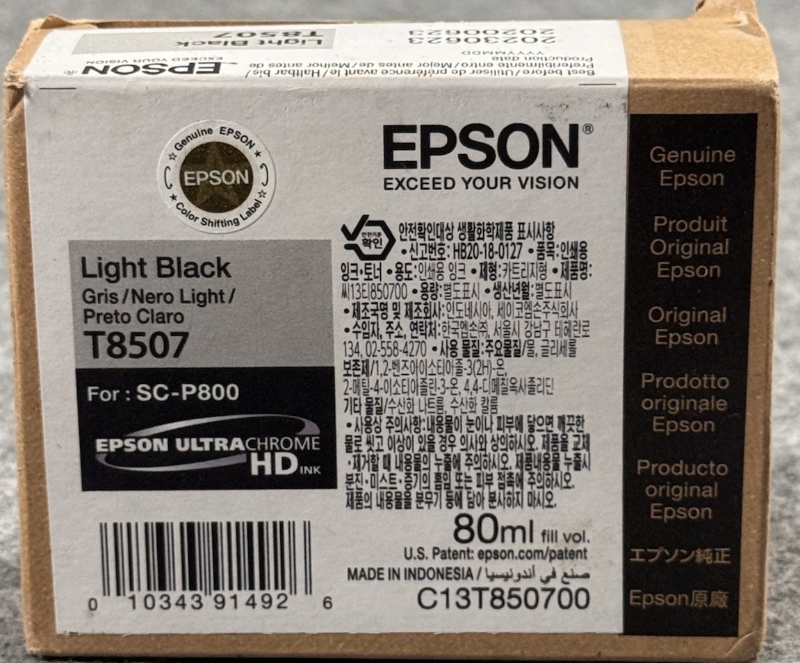 Genuine Epson T8507 Light Black Ink Cartridge Date: June 2023