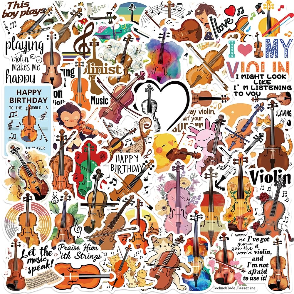 Violin Stickers |50Pcs Musical Instrument Waterproof Vinyl Decals for 