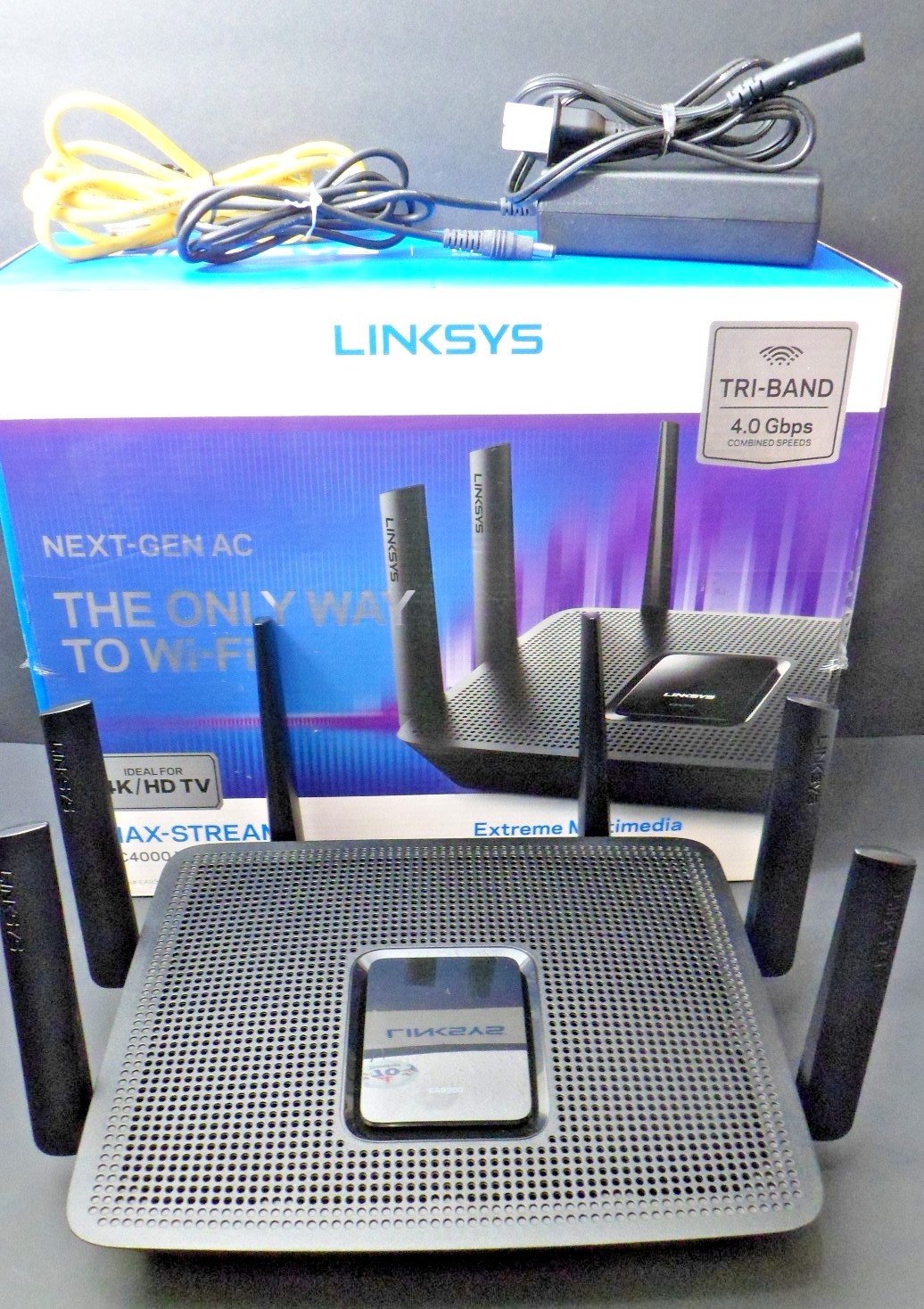 Linksys Max Stream AC4000 Tri-Band 4.0Gbps Wi-Fi 5 Router Model EA9300 - TESTED