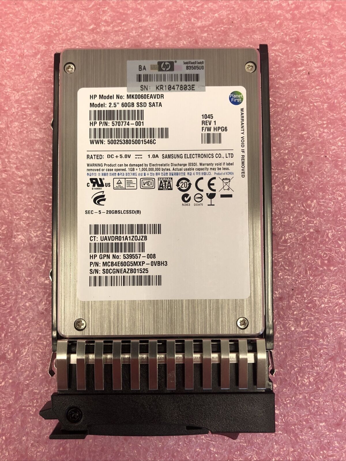 572252-001 HP 60GB SATA 2.5in MDL SSD