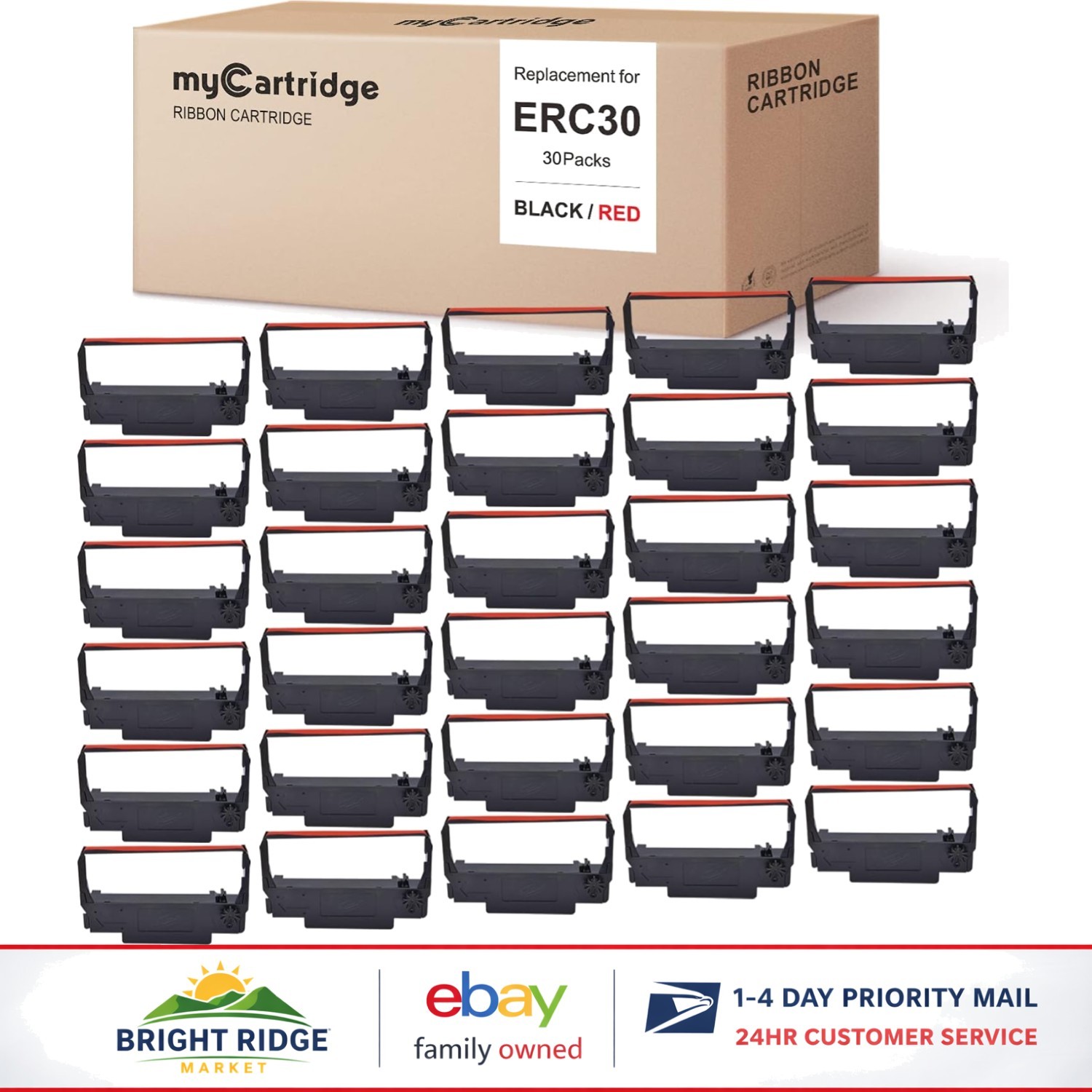 Ribbon Cartridge Replacement for ERC-30 30 Pack, Compatible with Various Models