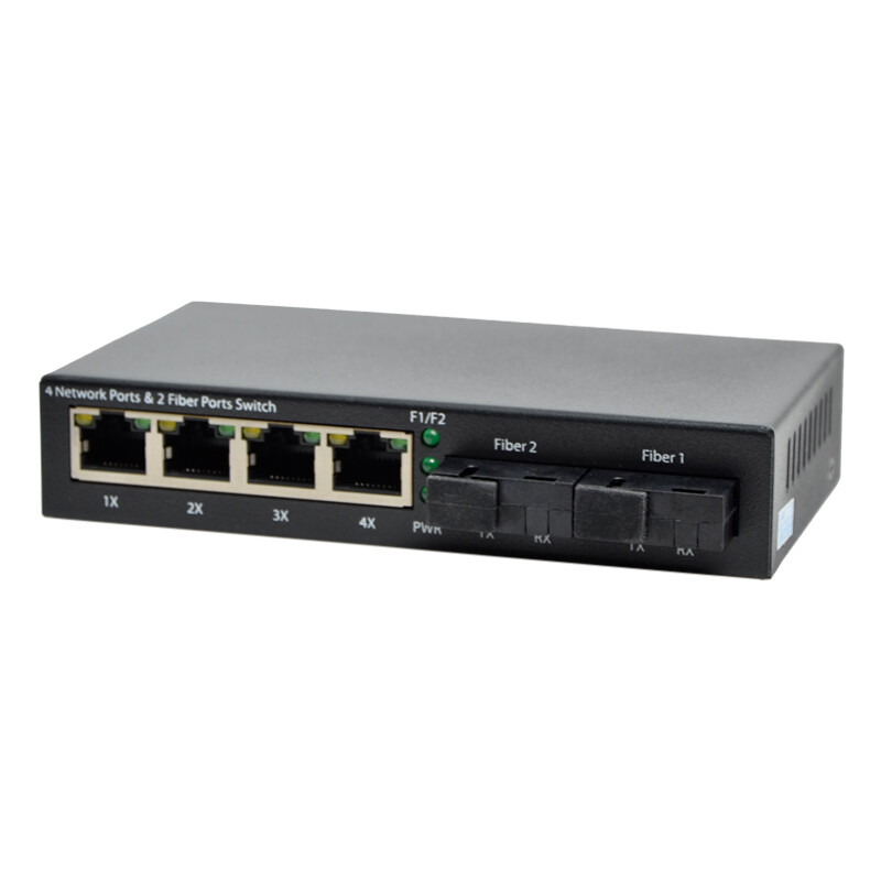 1Pc 10/100/1000M Ethernet Fiber Optical Media Switch Converter 4RJ45 2SC Fiber