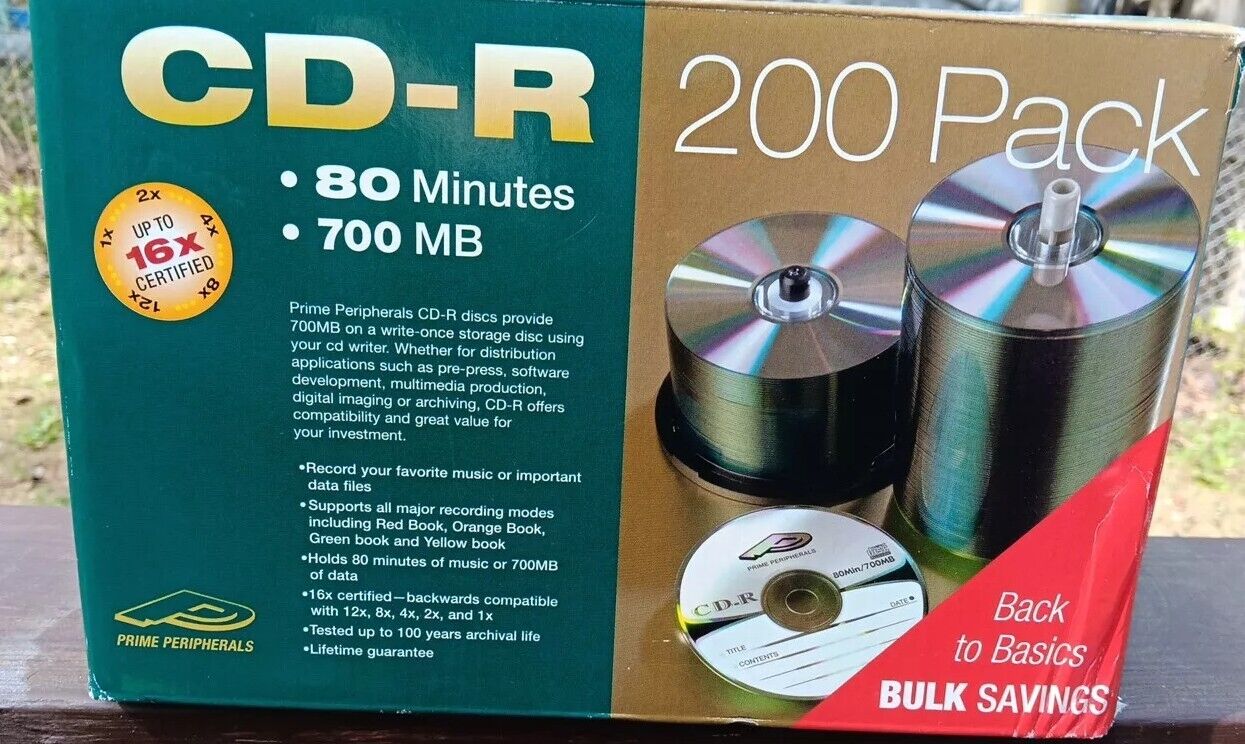 200 Pack CD-R Prime Peripherals 80 Mins  700 MB Bulk Buy