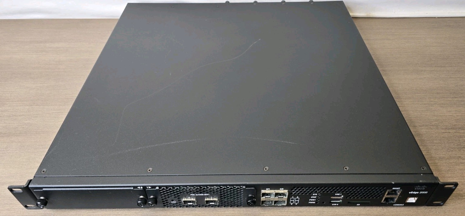 Cisco VEDGE-2000-AC-K9 4-Port Gigabit Router w/ 2x800W PSU 1xPIM-2x10GE-SFP+