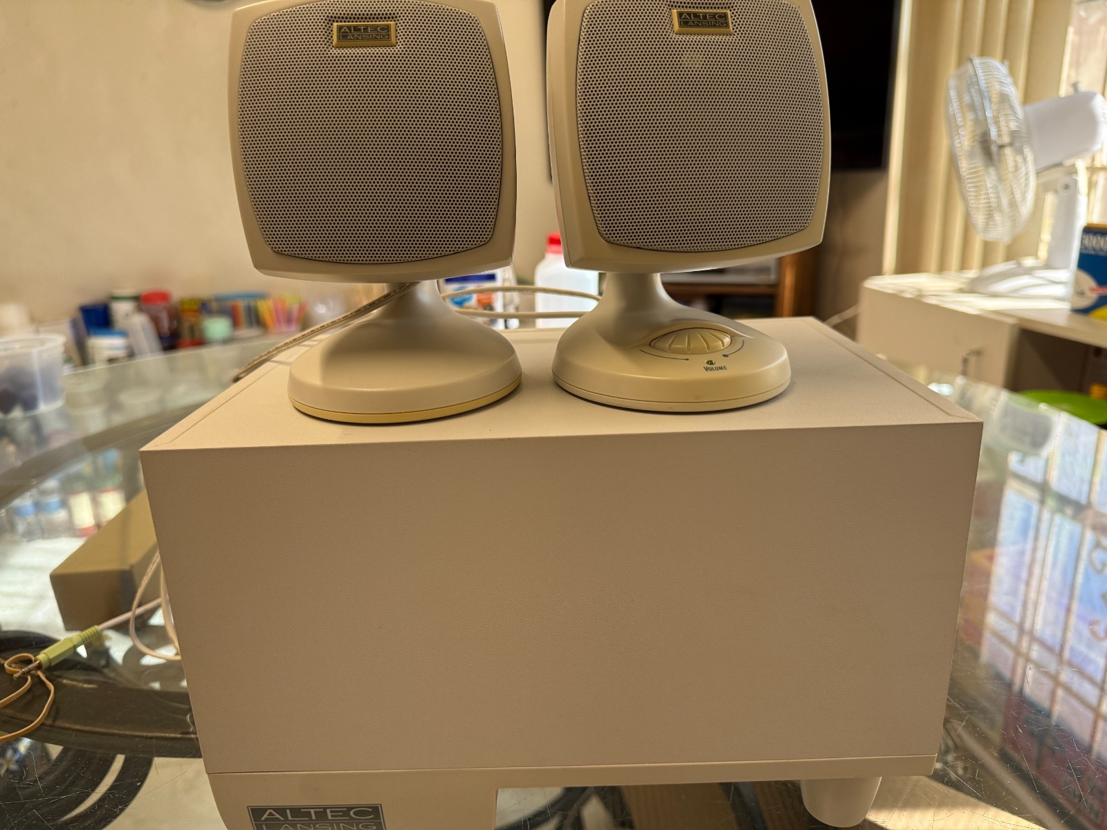 one set of ALTEC LANSING ACS-33 SPEAKERS, USED