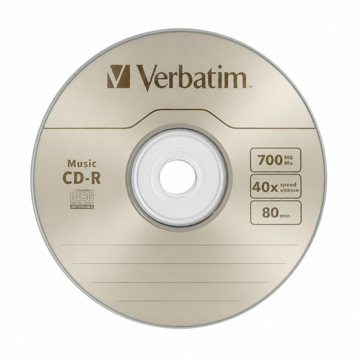 VERBATIM Music CD-R 700MB 40X Branded Logo Audio Blank Disc 10 Pack in Sleeves
